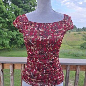 Wrapper Red and Brown Patterned Blouse
